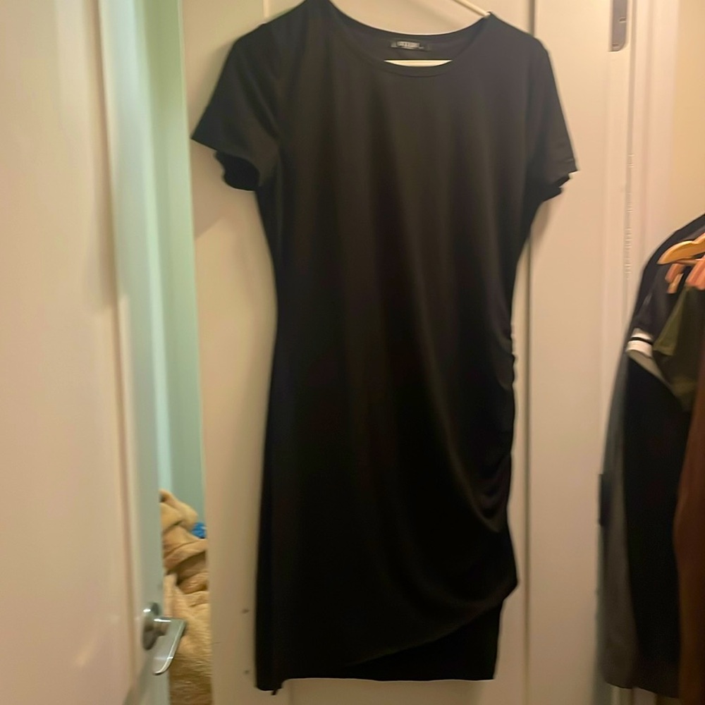 Black T-Shirt Dress w/ Side Ruching